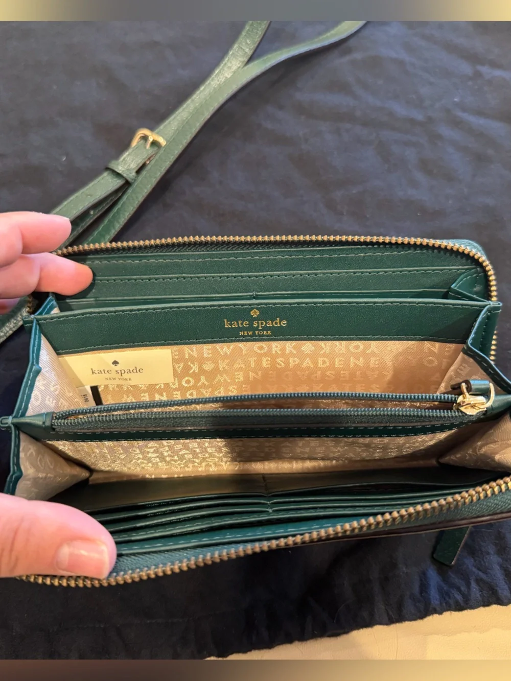 Kate Spade Forest Green Pebbled Leather Satchel & Wallet